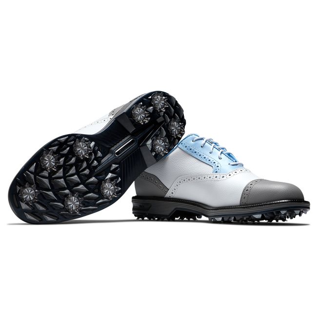 Footjoy Myjoys Premiere Series - Tarlow Stollen Golfschuhe Herren Weiß Hellblau Grau | KHTCPSD-63