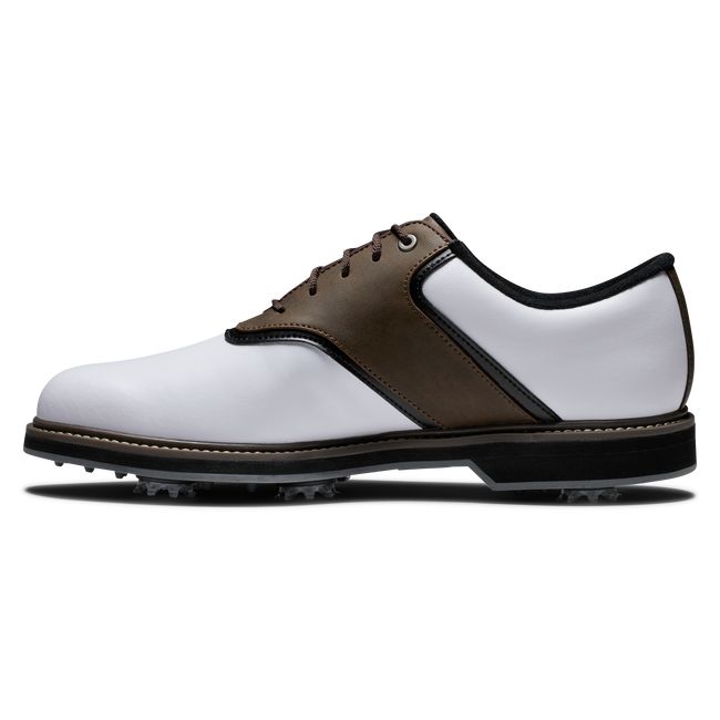 Footjoy Original Stollen Golfschuhe Herren Weiß Braun | QXPYTZL-01