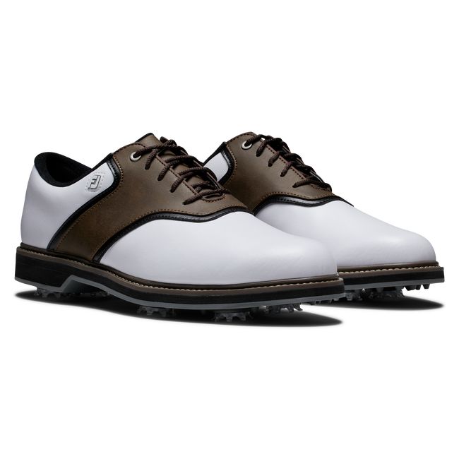 Footjoy Original Stollen Golfschuhe Herren Weiß Braun | QXPYTZL-01