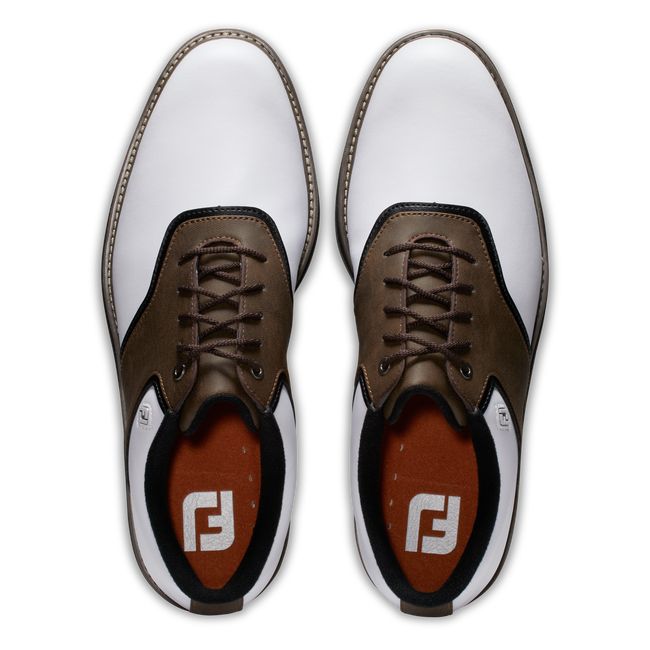 Footjoy Original Stollen Golfschuhe Herren Weiß Braun | QXPYTZL-01