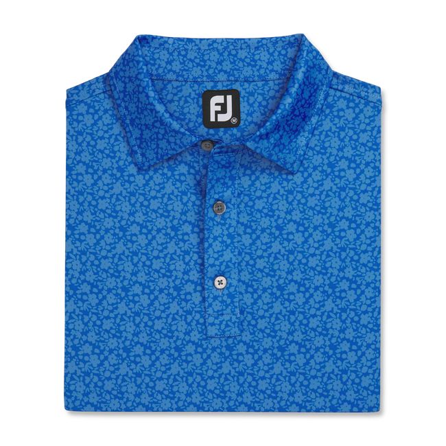 Footjoy Painted Floral Lisle Self Collar Hemd Herren Blau | SBUYLAV-75