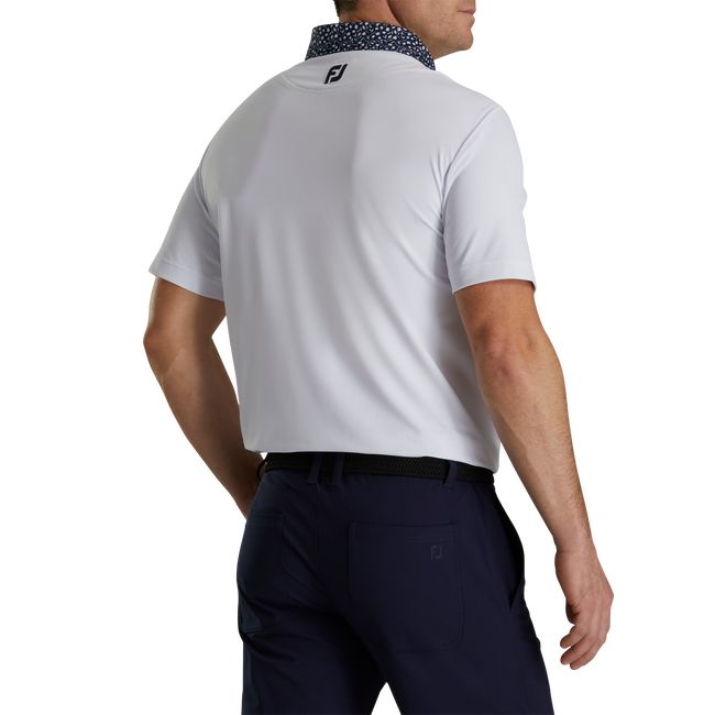 Footjoy Pique Tulip Trim Stretch Lisle Collar Hemd Herren Weiß Navy | LOTMDNA-53