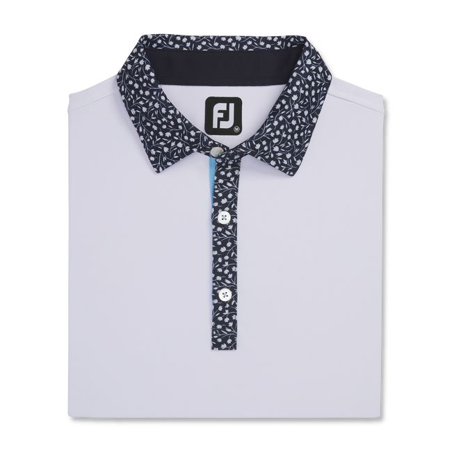 Footjoy Pique Tulip Trim Stretch Lisle Collar Hemd Herren Weiß Navy | LOTMDNA-53