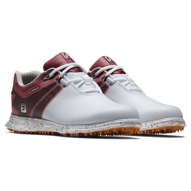 Footjoy Pro|SL Sport Stollenlose Golfschuhe Damen Weiß Bordeaux | ZXWDKBN-84