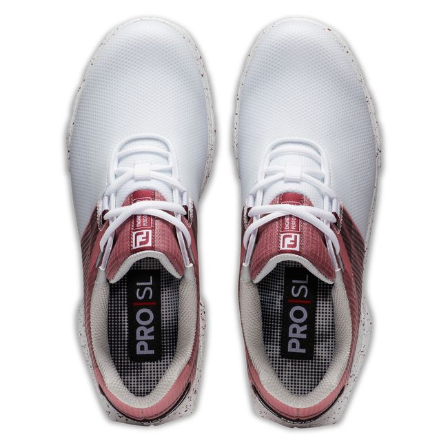 Footjoy Pro|SL Sport Stollenlose Golfschuhe Damen Weiß Bordeaux | ZXWDKBN-84