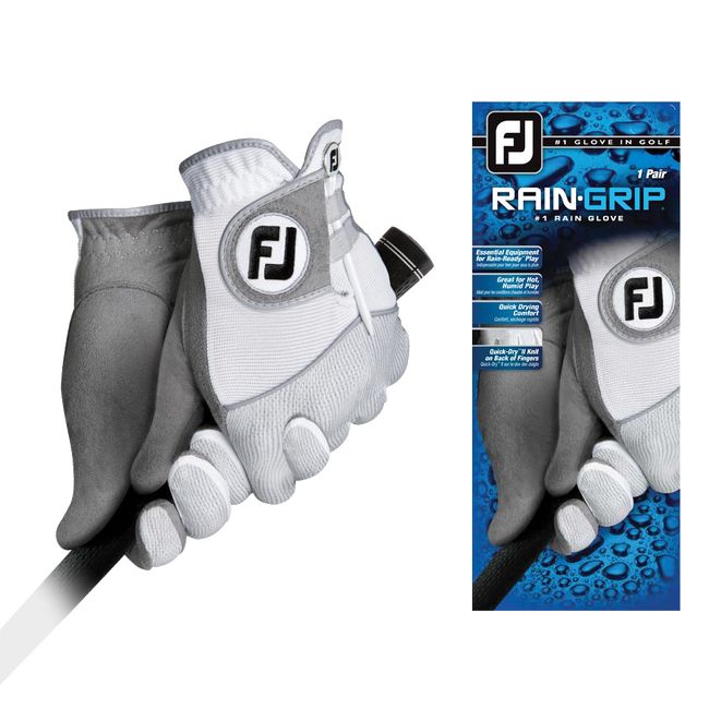 Footjoy Raingrip Pair Golfhandschuhe Herren Weiß Grau | PHDTGAE-45