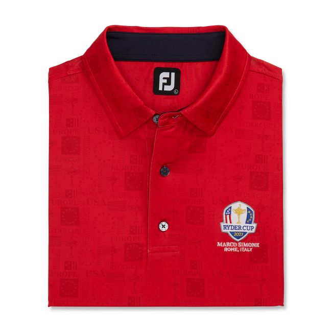 Footjoy Ryder Cup Tonal Print Self Collar Hemd Herren Rot | ADGSYIT-39