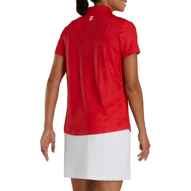 Footjoy Ryder Cup Tonal Print Self Collar Hemd Damen Rot | HXRJFCM-35