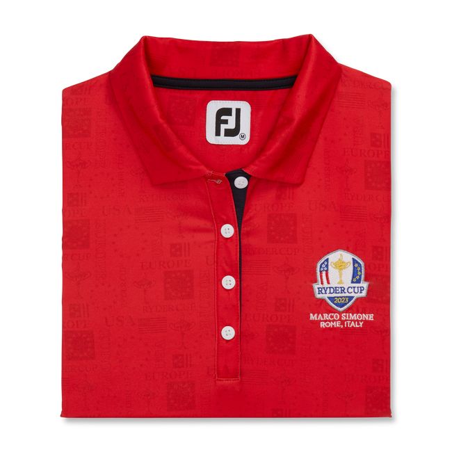 Footjoy Ryder Cup Tonal Print Self Collar Hemd Damen Rot | HXRJFCM-35