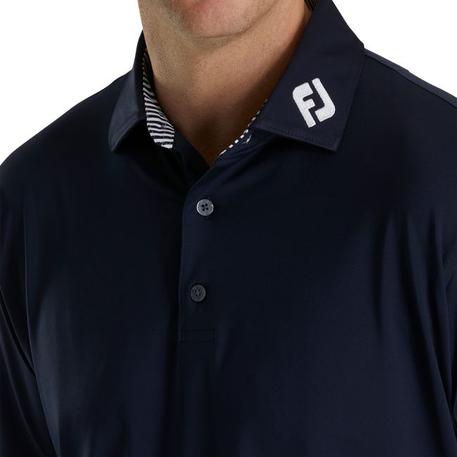 Footjoy Solid Lisle Self Collar - Fj Tour Logo Hemd Herren Schwarz | VEUKFAO-89