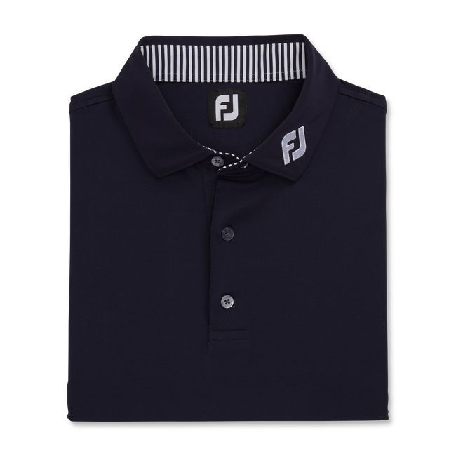 Footjoy Solid Lisle Self Collar - Fj Tour Logo Hemd Herren Schwarz | VEUKFAO-89