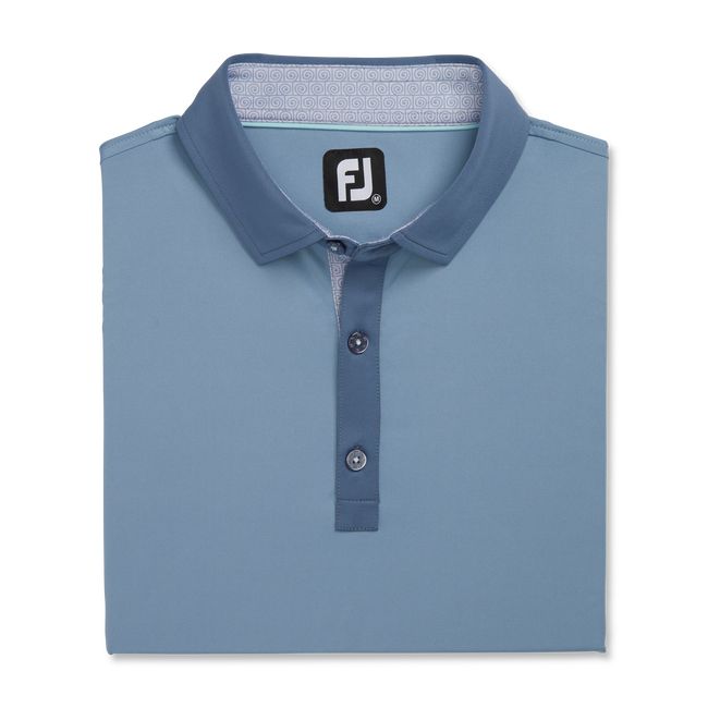 Footjoy Solid + Spiral Print Trim Lisle Self Collar Hemd Herren Blau | JMSITZA-39