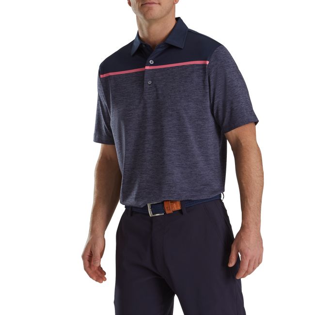 Footjoy Spacedye Block Lisle Self Collar Hemd Herren Navy | IJAXKCS-73