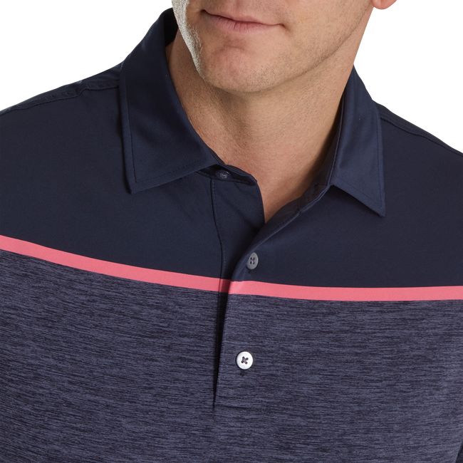 Footjoy Spacedye Block Lisle Self Collar Hemd Herren Navy | IJAXKCS-73