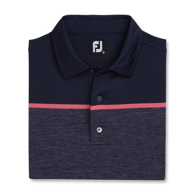 Footjoy Spacedye Block Lisle Self Collar Hemd Herren Navy | IJAXKCS-73