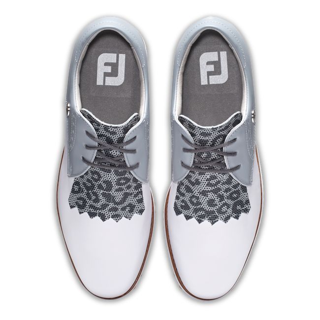 Footjoy Sport Retro - Kiltie Golfschuhe Damen Weiß Grau | VXIJNSZ-05