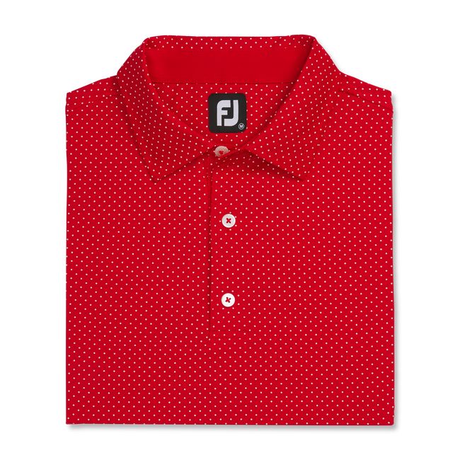 Footjoy Stretch Lisle Dot Print Self Collar Hemd Herren Rot | SCZDEGU-09