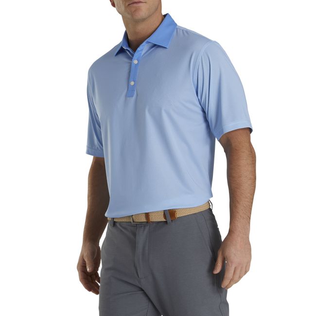 Footjoy Stretch Lisle Mini Check Print Hemd Herren Blau | LHNWGJC-14