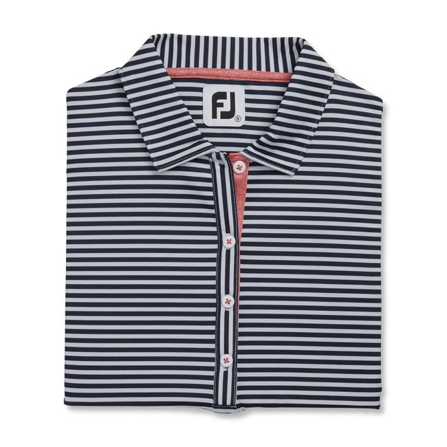 Footjoy Stripe Full Dull Lisle Hemd Damen Weiß Navy | KDIYMWC-54