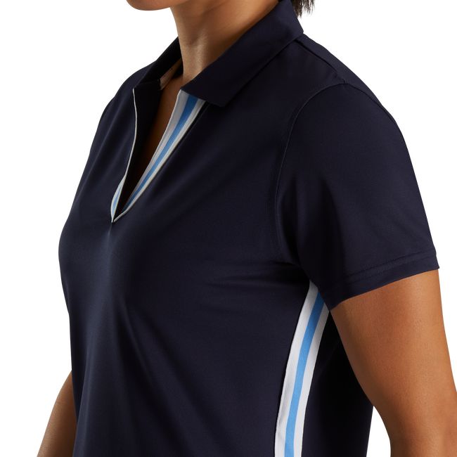 Footjoy Stripe Ribbon Trim Hemd Damen Navy | PUNOIVG-59