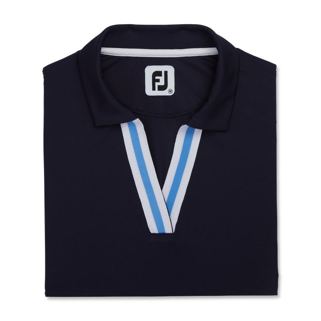 Footjoy Stripe Ribbon Trim Hemd Damen Navy | PUNOIVG-59