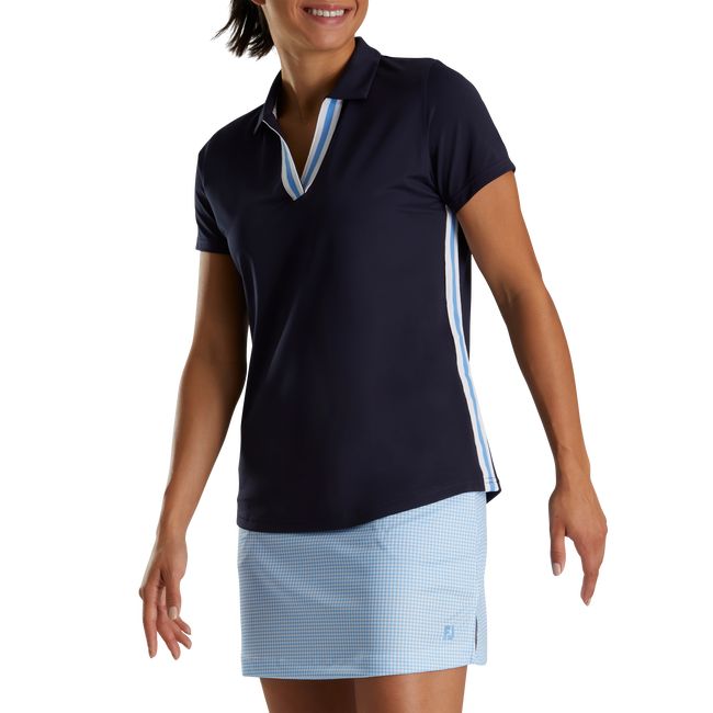 Footjoy Stripe Ribbon Trim Hemd Damen Navy | PUNOIVG-59