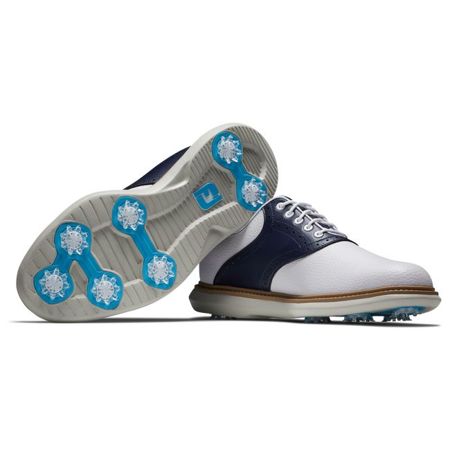 Footjoy Traditionally Stollen Golfschuhe Herren Weiß Navy | AYZKLIW-50