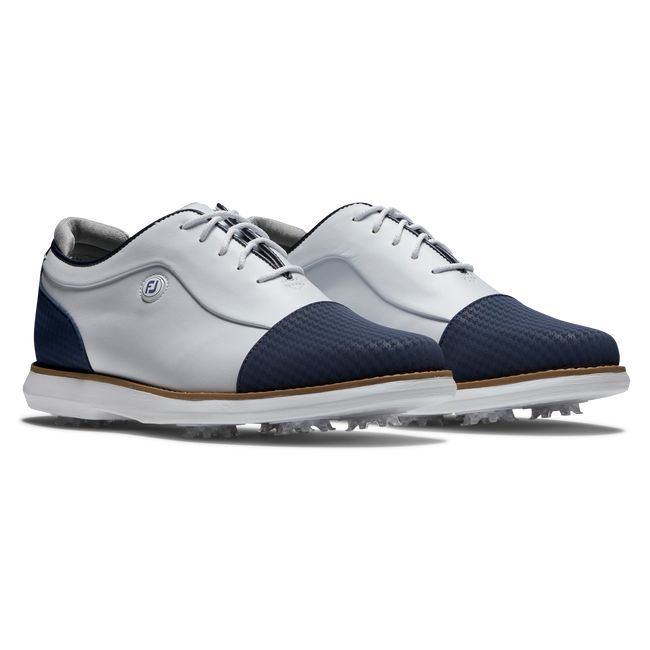 Footjoy Traditions Cap Kappe Stollen Golfschuhe Damen Weiß Navy | GYXOREZ-49