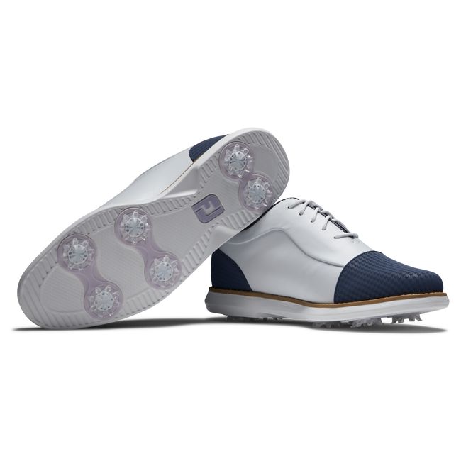 Footjoy Traditions Cap Kappe Stollen Golfschuhe Damen Weiß Navy | GYXOREZ-49