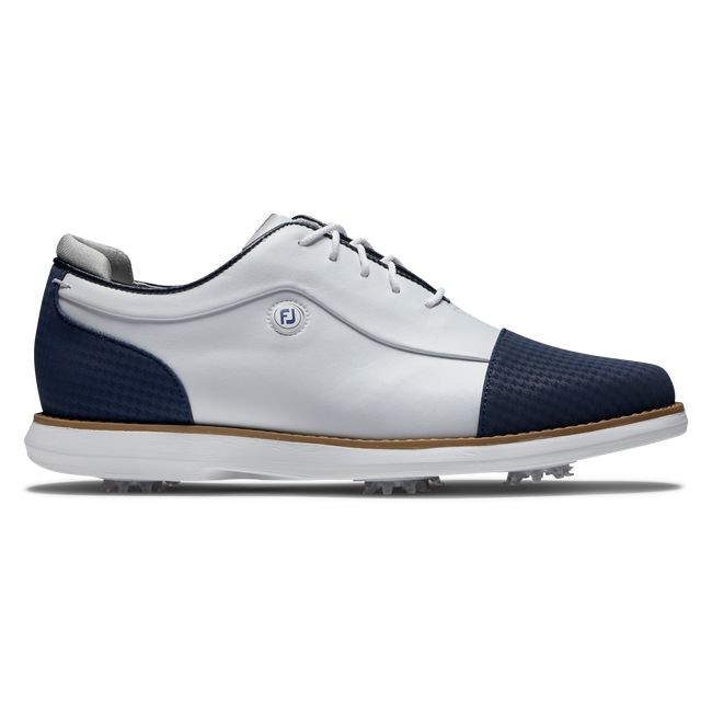 Footjoy Traditions Cap Kappe Stollen Golfschuhe Damen Weiß Navy | GYXOREZ-49