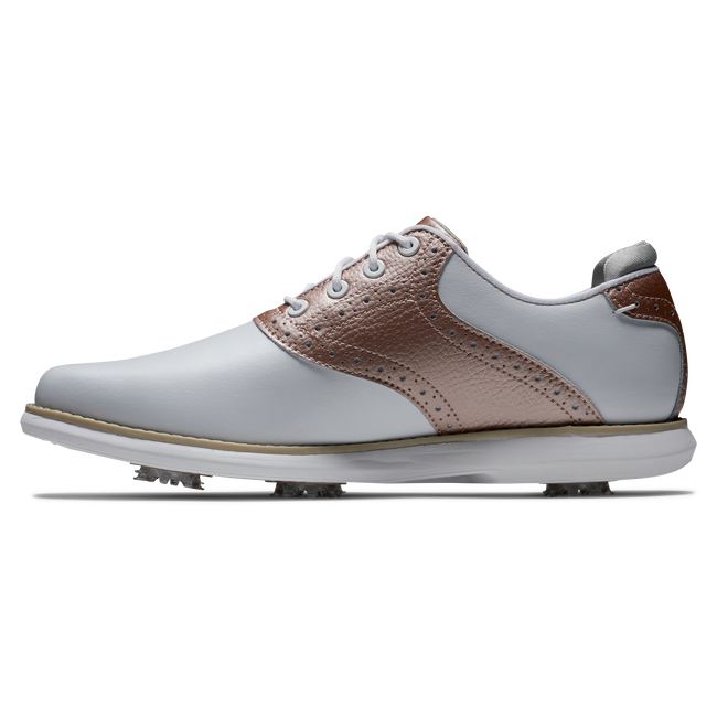 Footjoy Traditions Stollen Golfschuhe Damen Weiß Rosa Gold | ARJIDFK-81