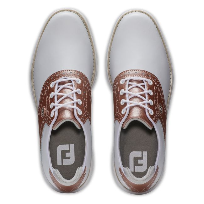 Footjoy Traditions Stollen Golfschuhe Damen Weiß Rosa Gold | ARJIDFK-81