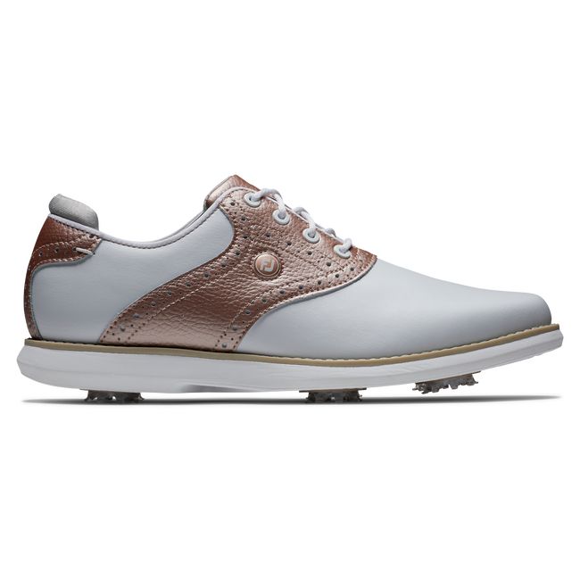 Footjoy Traditions Stollen Golfschuhe Damen Weiß Rosa Gold | ARJIDFK-81