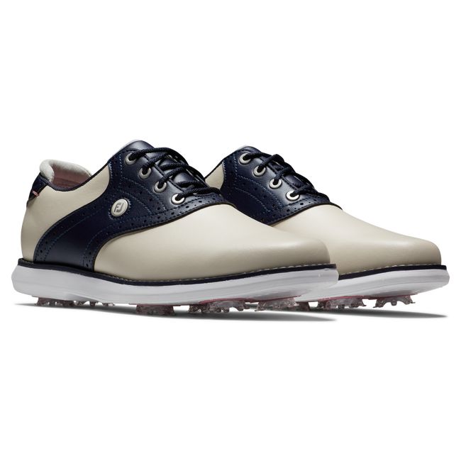 Footjoy Traditions Stollen Golfschuhe Damen Weiß Navy | LBOIQCK-64