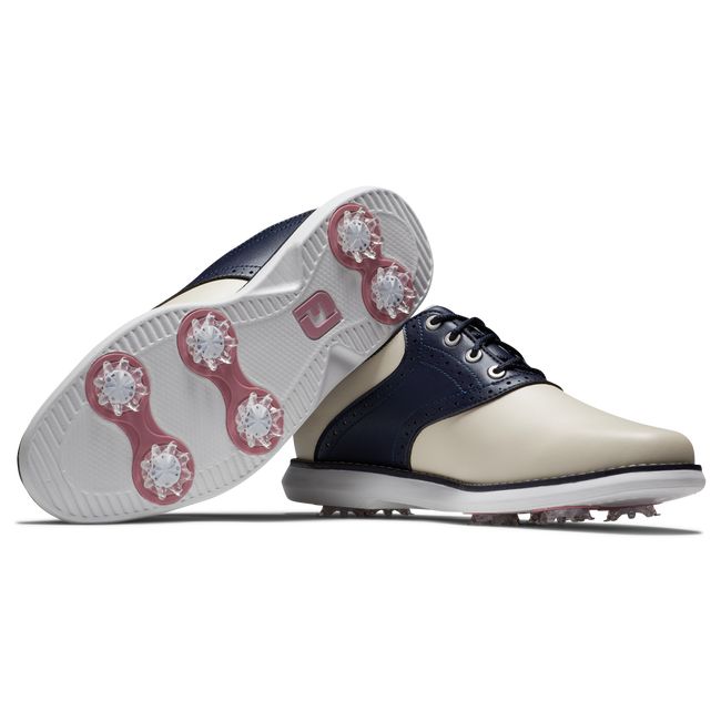 Footjoy Traditions Stollen Golfschuhe Damen Weiß Navy | LBOIQCK-64