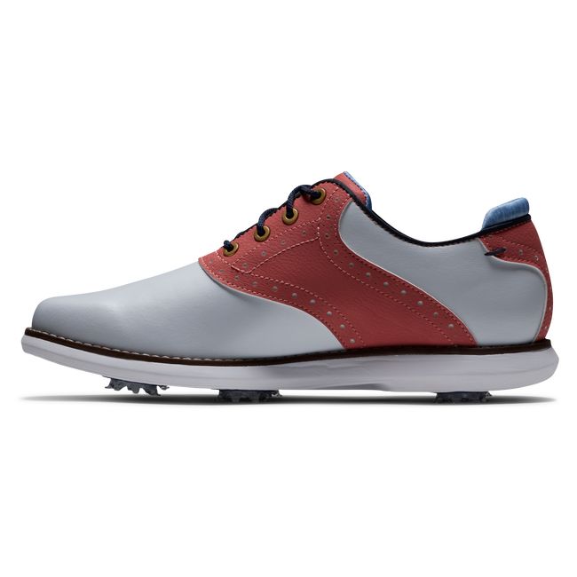 Footjoy Traditions - Summer Classics Stollen Golfschuhe Damen Weiß Blau | SJCOYTH-02