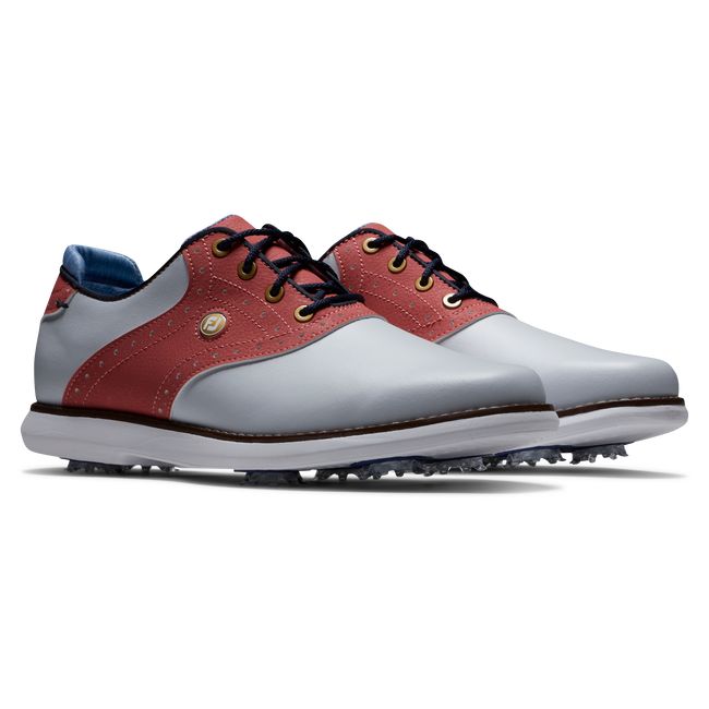 Footjoy Traditions - Summer Classics Stollen Golfschuhe Damen Weiß Blau | SJCOYTH-02