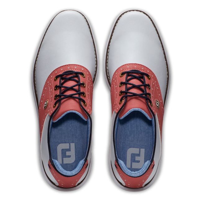 Footjoy Traditions - Summer Classics Stollen Golfschuhe Damen Weiß Blau | SJCOYTH-02