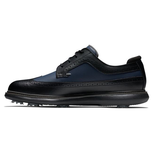 Footjoy Traditions - Wing Tip Stollen Golfschuhe Herren Schwarz | UEJVBXD-85