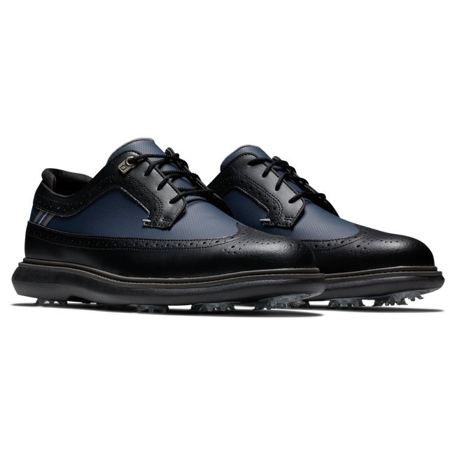 Footjoy Traditions - Wing Tip Stollen Golfschuhe Herren Schwarz | UEJVBXD-85