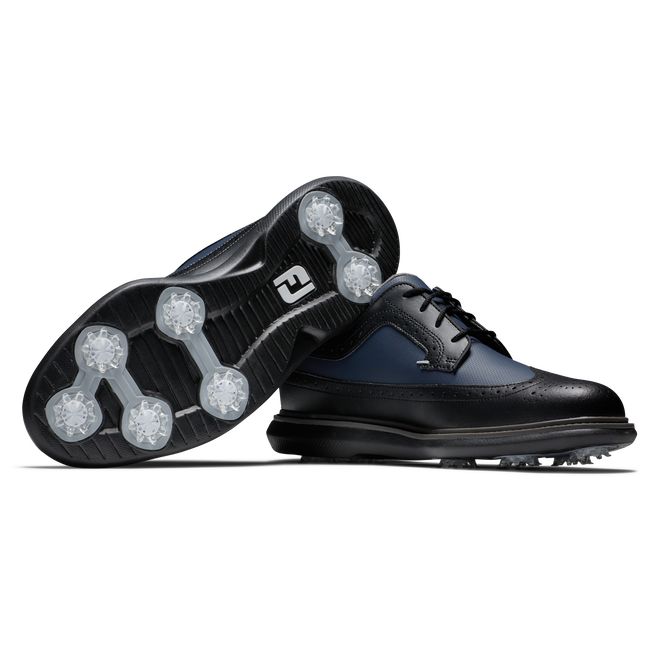 Footjoy Traditions - Wing Tip Stollen Golfschuhe Herren Schwarz | UEJVBXD-85