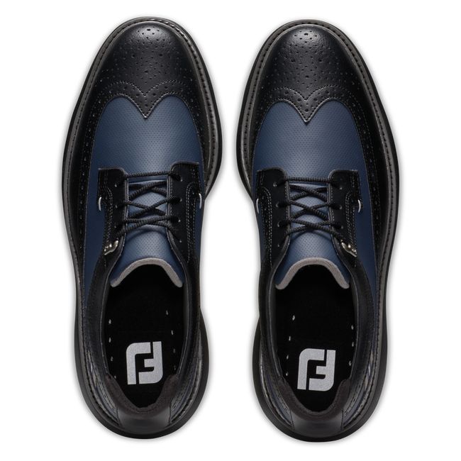 Footjoy Traditions - Wing Tip Stollen Golfschuhe Herren Schwarz | UEJVBXD-85