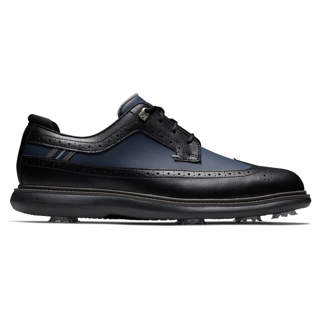 Footjoy Traditions - Wing Tip Stollen Golfschuhe Herren Schwarz | UEJVBXD-85