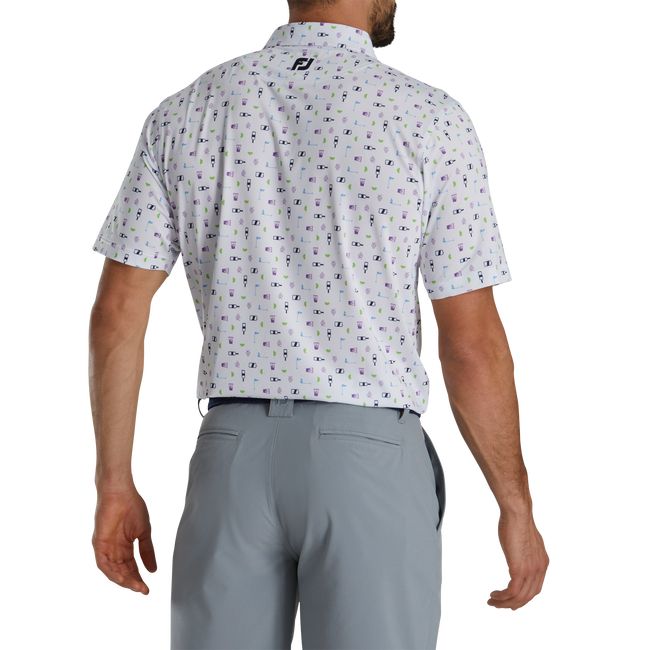 Footjoy Transfusion Print Lisle Self Collar Hemd Herren Weiß | YCNOMFD-17