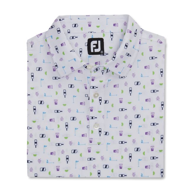 Footjoy Transfusion Print Lisle Self Collar Hemd Herren Weiß | YCNOMFD-17