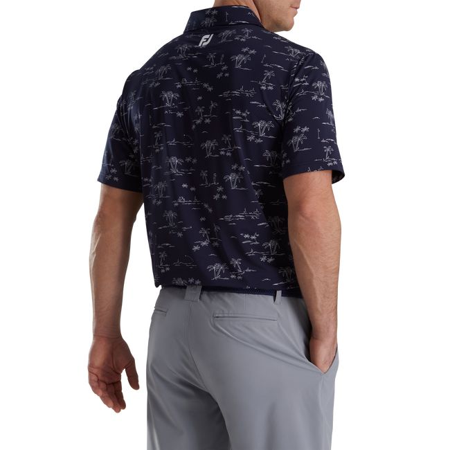 Footjoy Tropic Golf Print Lisle Self Collar Hemd Herren Schwarz | CUVTBPE-14