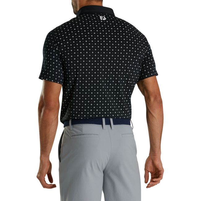 Footjoy Turn Fit Deco Print Self Collar Hemd Herren Schwarz | LJGBPUZ-69