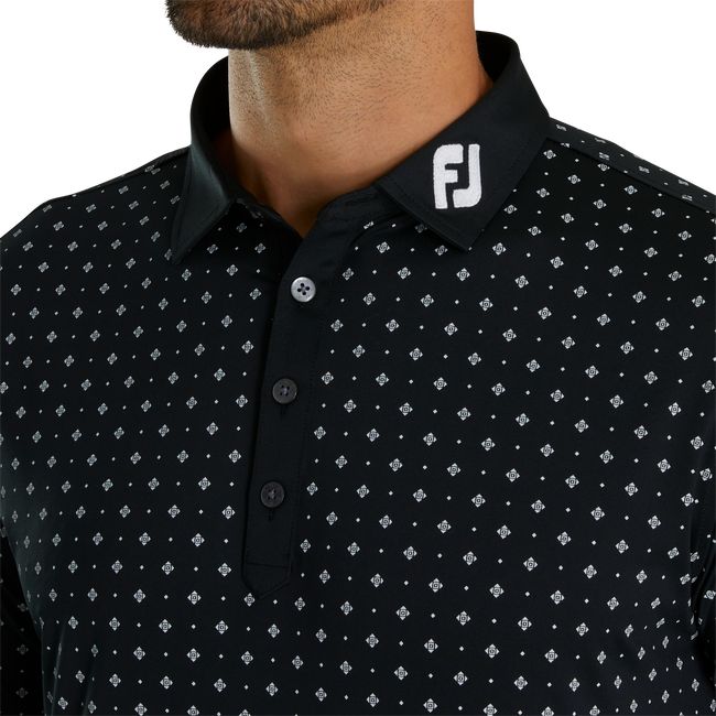 Footjoy Turn Fit Deco Print Self Collar Hemd Herren Schwarz | LJGBPUZ-69