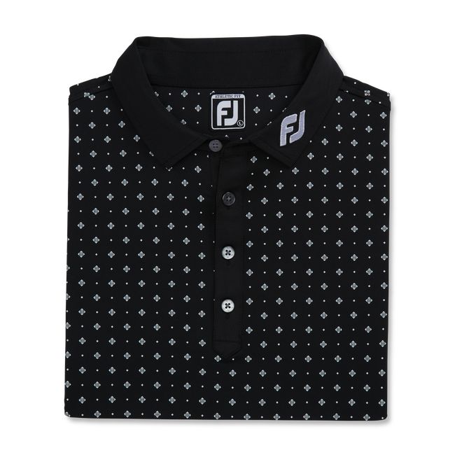 Footjoy Turn Fit Deco Print Self Collar Hemd Herren Schwarz | LJGBPUZ-69