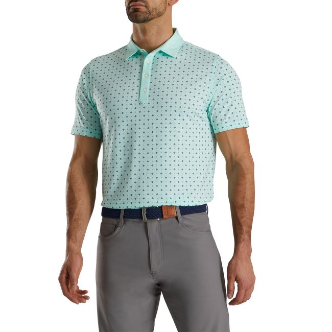 Footjoy Turn Fit Deco Print Self Collar Hemd Herren Mintfarben | OBUXIJZ-50